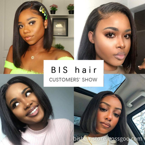 Brazil 4x4 real person straight hair Bob front lace wig is suitable for women without glue short wave straight hair 150% density